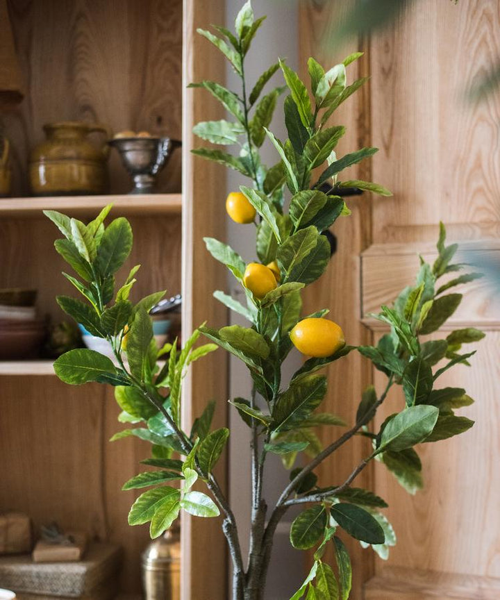 Lemon Tree Faux Plant – Handmade Artificial Silk Tree in Pot – Realistic Indoor Decor (Multiple Sizes) Sangria Uranus