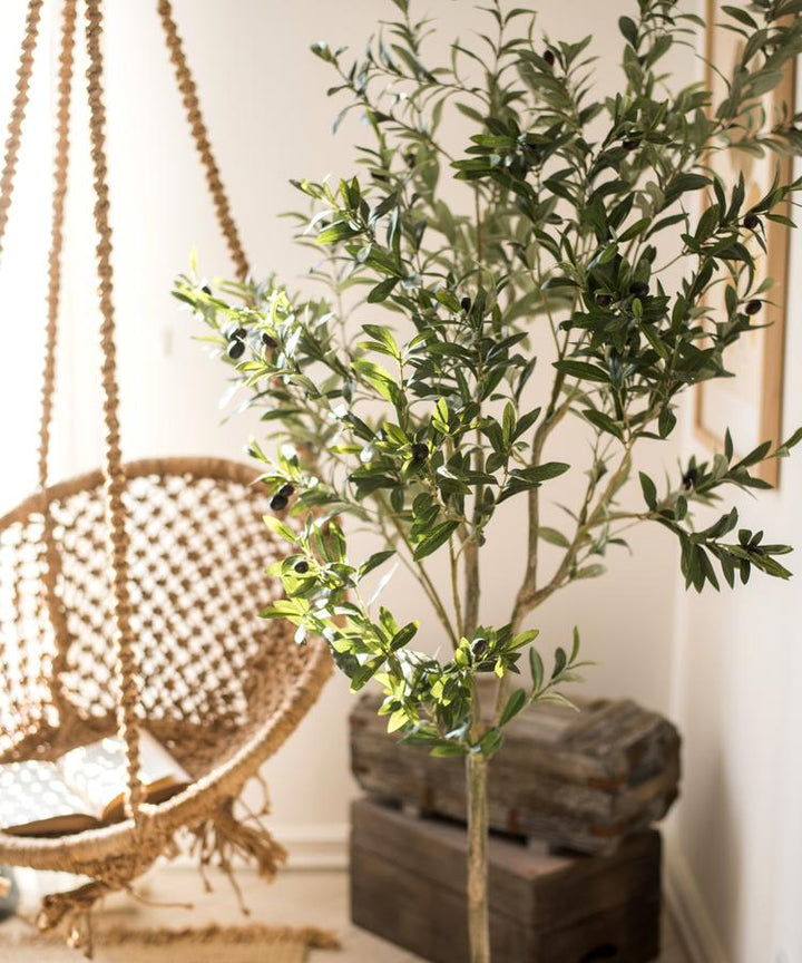 Artificial Olive Tree – Handmade Faux Indoor Plant in Pot – Realistic Silk Greenery Decor (Small to XL Sizes) Sangria Uranus