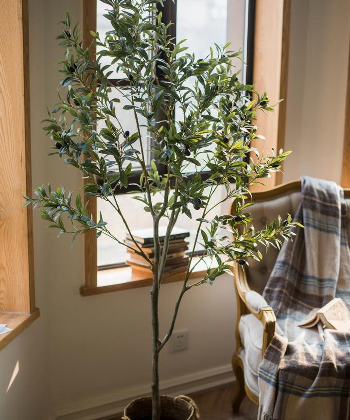 Artificial Olive Tree – Handmade Faux Indoor Plant in Pot – Realistic Silk Greenery Decor (Small to XL Sizes) Sangria Uranus