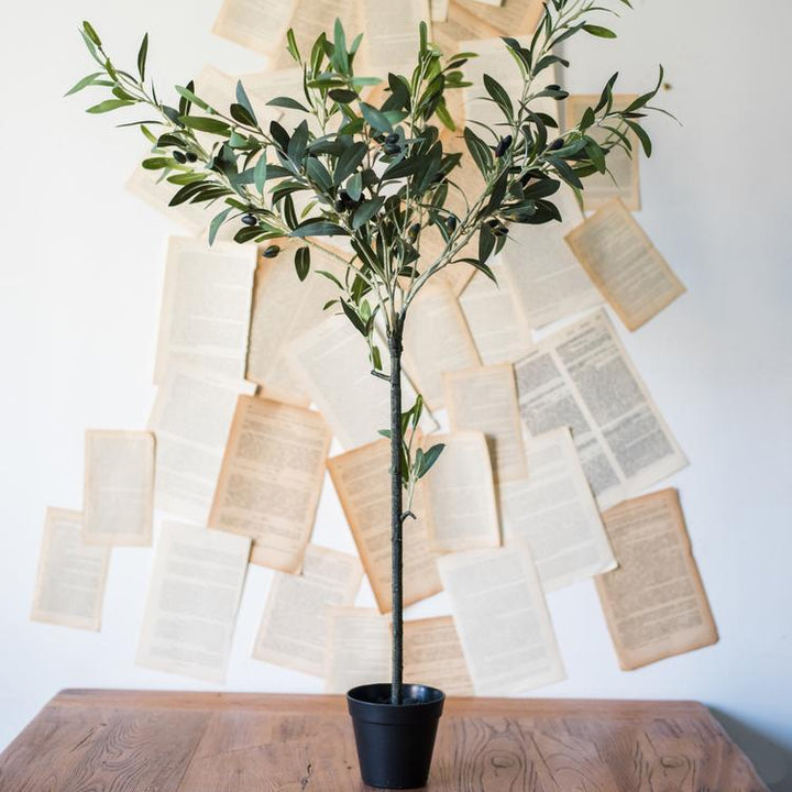 Artificial Olive Tree – Handmade Faux Indoor Plant in Pot – Realistic Silk Greenery Decor (Small to XL Sizes) Sangria Uranus
