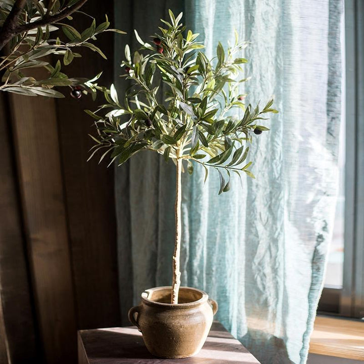 Artificial Olive Tree – Handmade Faux Indoor Plant in Pot – Realistic Silk Greenery Decor (Small to XL Sizes) Sangria Uranus