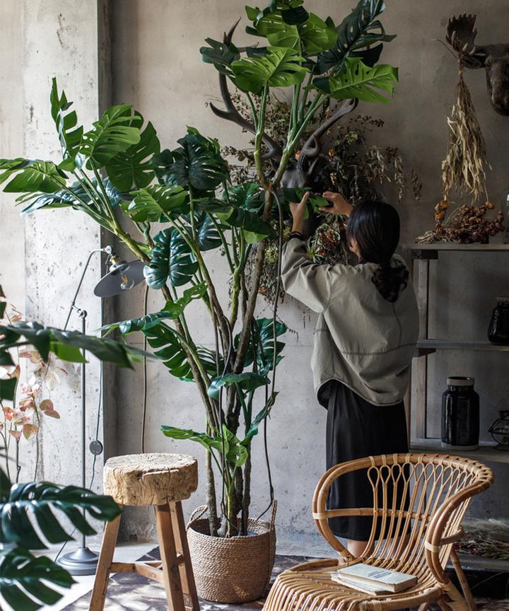 Turtle Leaf Faux Tree – Handmade Artificial Plant in Pot – Indoor Decorative Greenery (Multiple Sizes) Sangria Uranus