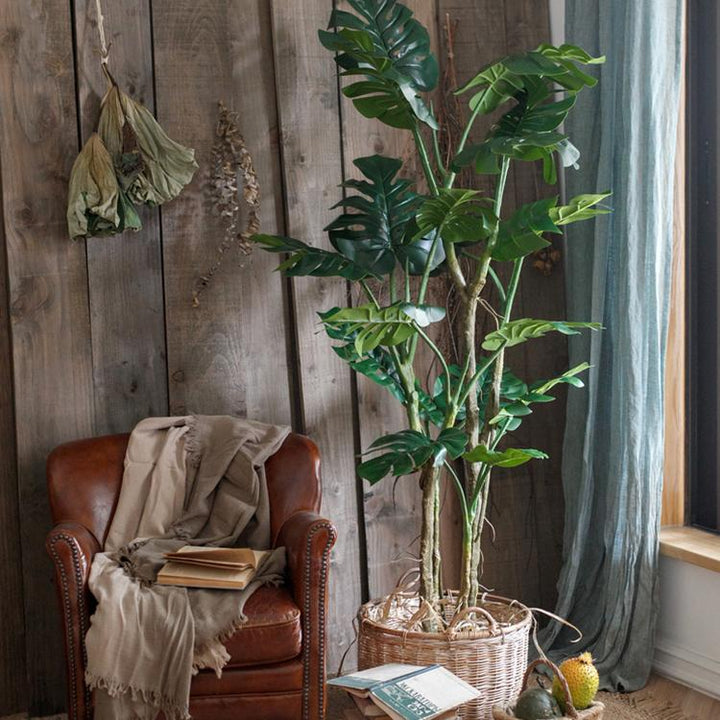 Turtle Leaf Faux Tree – Handmade Artificial Plant in Pot – Indoor Decorative Greenery (Multiple Sizes) Sangria Uranus