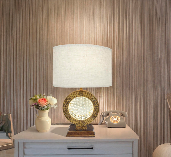 28' Antique polyresin Table Lamp WITH FLOATING CRYSTAL DECOR ON CENTER GH Modern Living