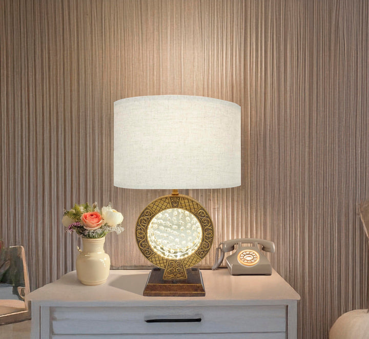 28' Antique polyresin Table Lamp WITH FLOATING CRYSTAL DECOR ON CENTER GH Modern Living