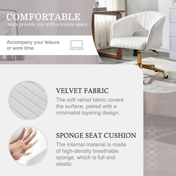 Velvet Swivel Desk Chair – 360° Home Office & Vanity Chair with Modern Design Peach Maple