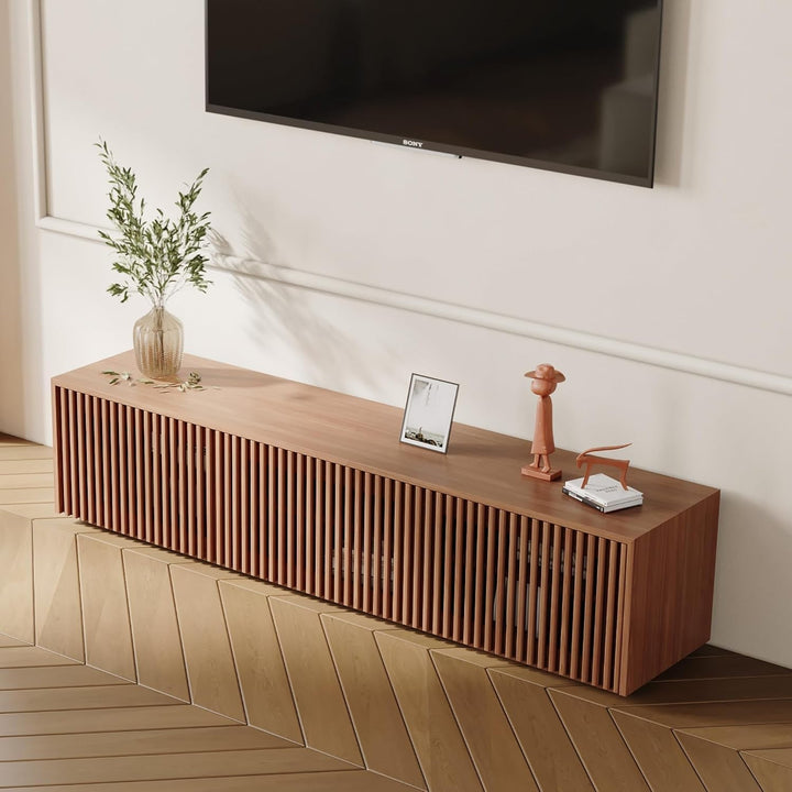 Mid Century Modern TV Stand, Solid Wood Media Console for 65 Inch TV Peach Maple