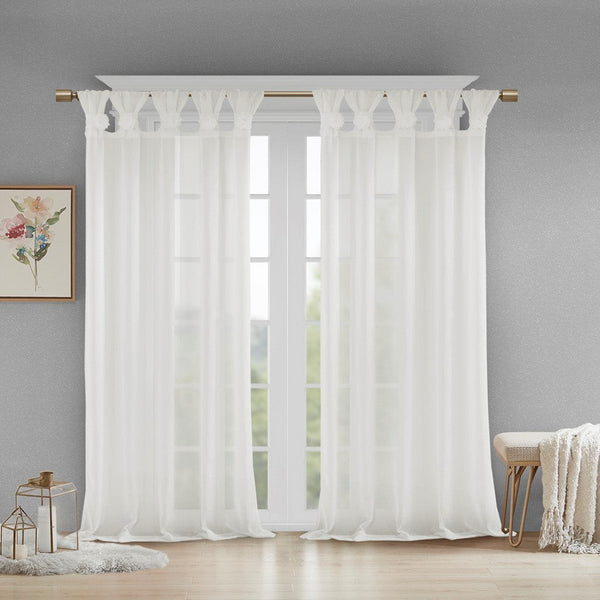 Floral Embellished Cuff Tab Top Solid Curtain Panel(Only 1 Pc Panel) GH Modern Living