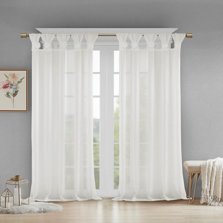 Floral Embellished Cuff Tab Top Solid Curtain Panel(Only 1 Pc Panel) GH Modern Living