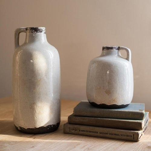Handmade Ceramic Vase – Artisan Pottery Vase with Glazed Finish – Decorative Tan & White Accent Vase Sangria Uranus