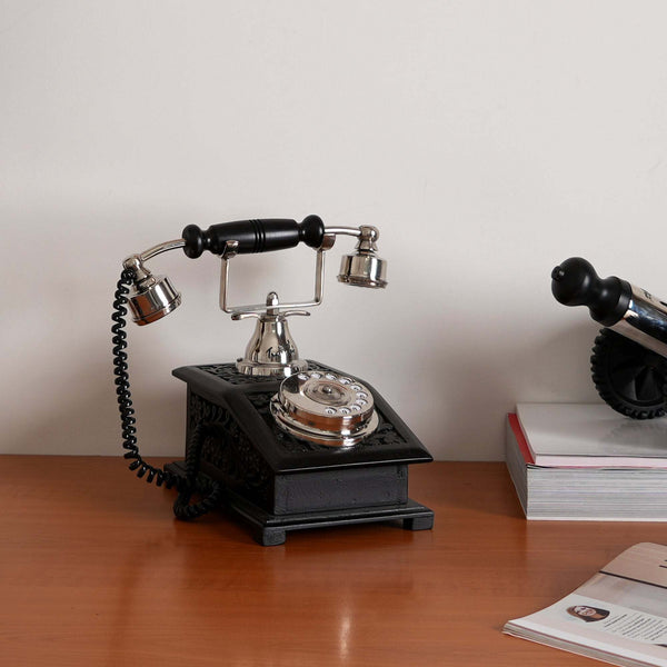 Vintage-Inspired Antique Telephone Sculpture - 9x6x9' Table Décor Accent GH Modern Living