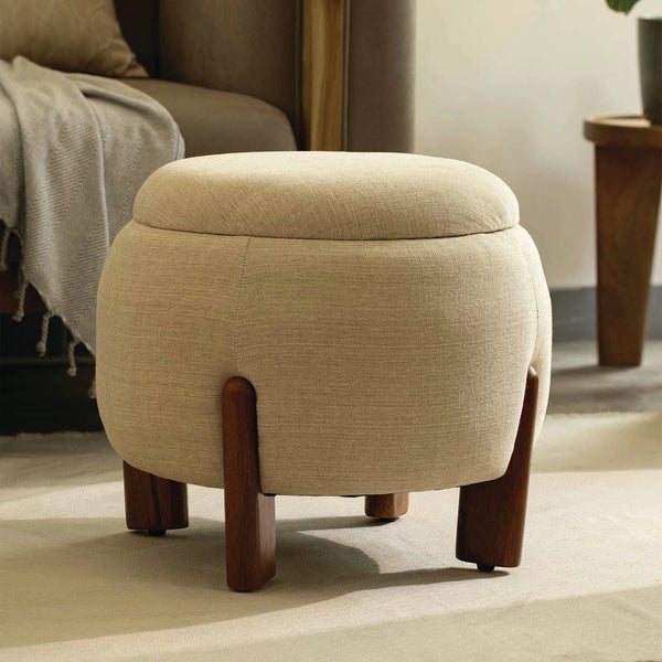 Handicraft Item Upholstered Round Ottoman, 19.6X19.6X16.9' GH Modern Living