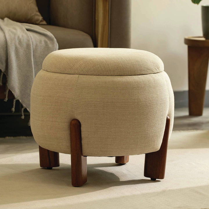 Handicraft Item Upholstered Round Ottoman, 19.6X19.6X16.9' GH Modern Living