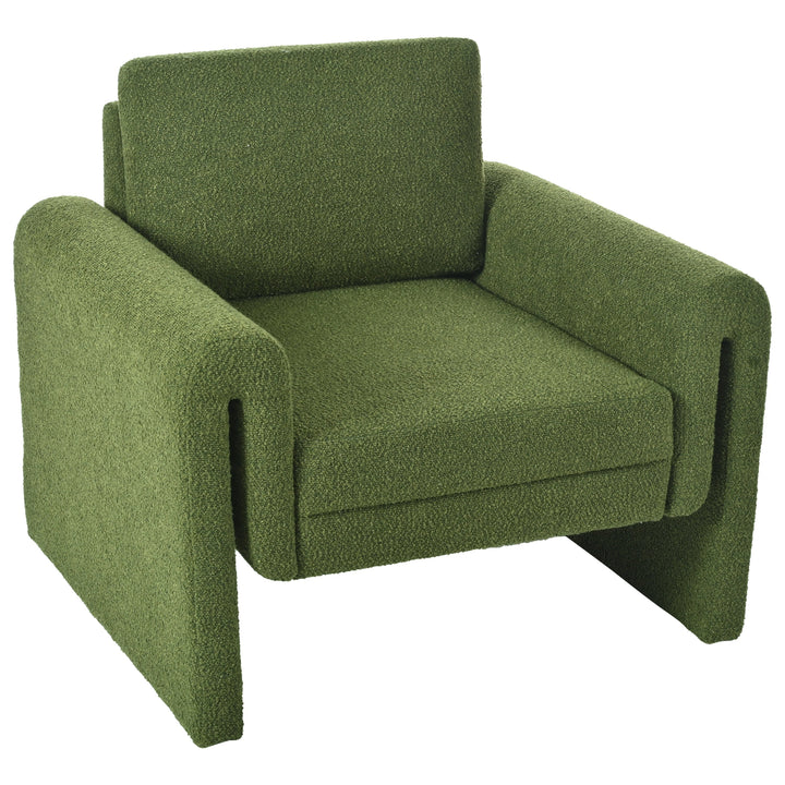 Modern Bouclé Upholstered Accent Chair - Sturdy Support & Luxurious Comfort, Green, Solid + Manufactured Wood GH Modern Living