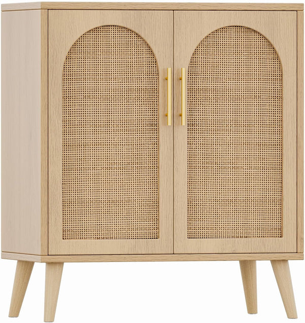 Natural Rattan Door Sideboard Buffet Cabinet Peach Maple