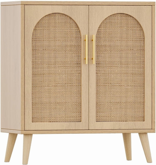 Natural Rattan Door Sideboard Buffet Cabinet Peach Maple