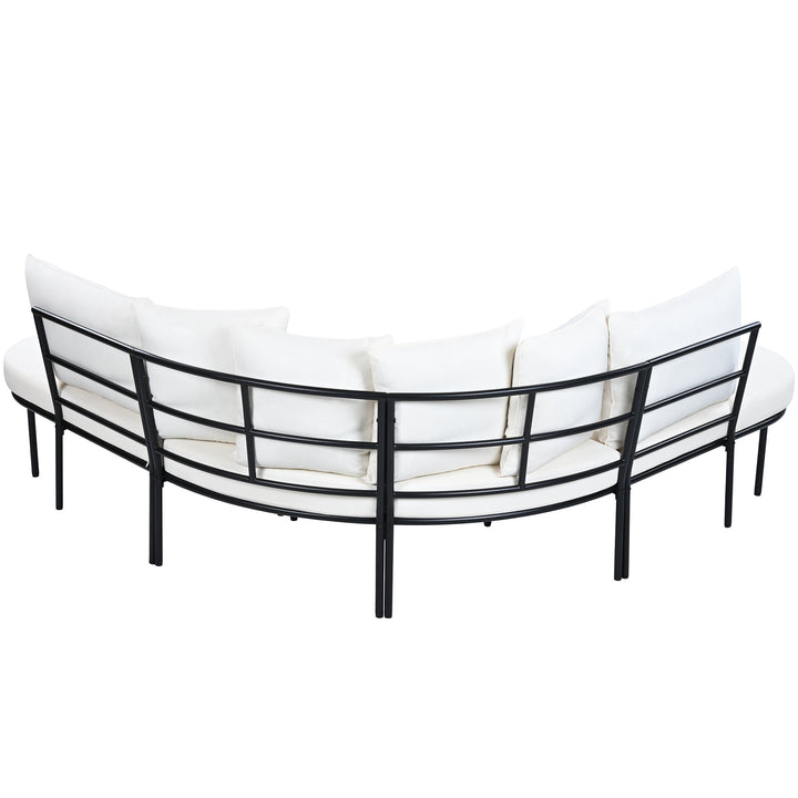 6-Piece Outdoor Patio Furniture Set – All-Weather Iron Frame with Cushions, Beige Sectional Seating for 6 with Coffee Table, Waterproof & Stain-Resistant Sangria Beech