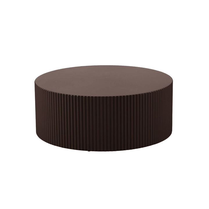 35" Handcrafted Round MDF Coffee Table – Modern Low Profile Center Table for Living Room, No Assembly Required Sangria Beech