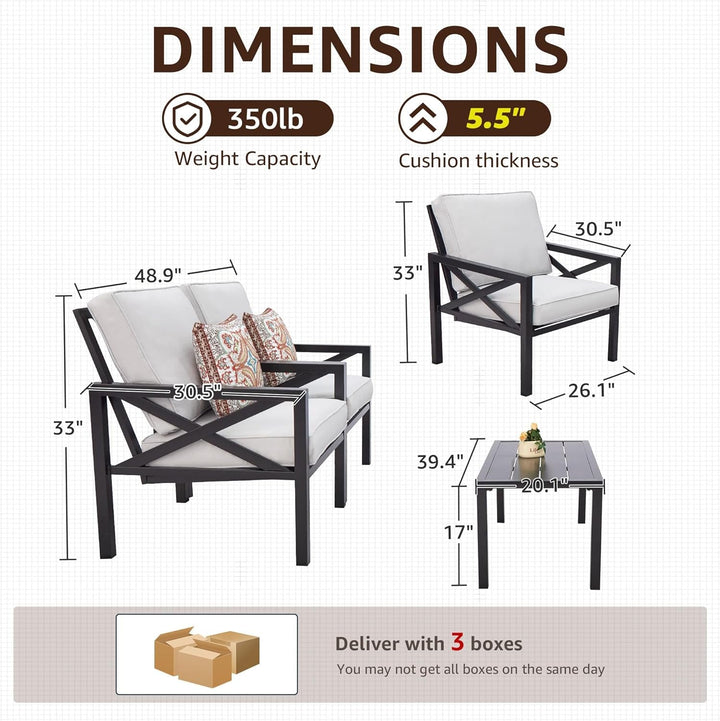 Stylish 4-Piece Outdoor Metal Sofa Set with Water-Resistant Cushions – Durable Patio Sectional Furniture for Garden & Poolside Peach Maple