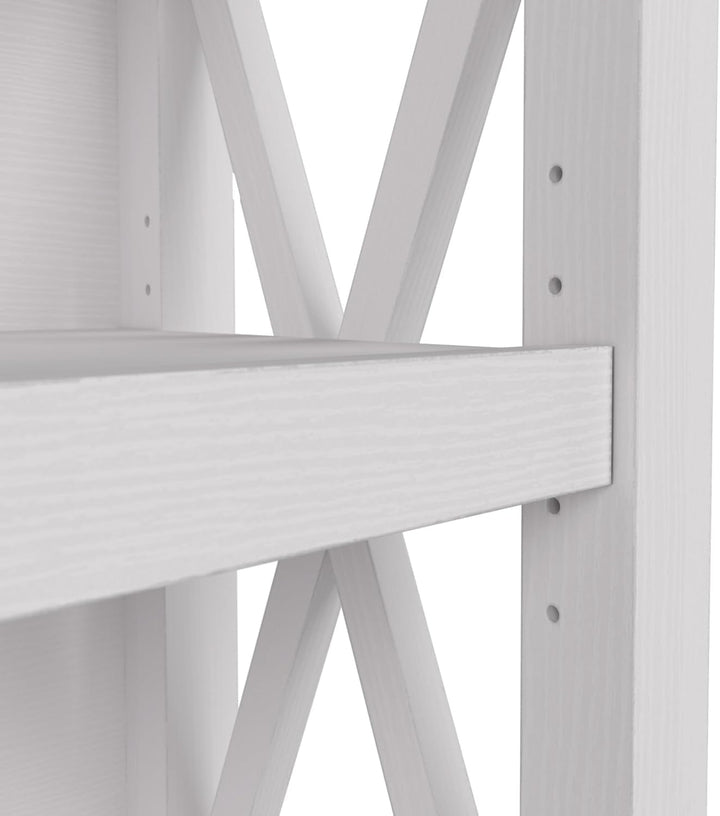 Key West Tall 5-Shelf Modern Farmhouse Bookcase – Adjustable Shelves, Sturdy Post Leg Design, Coastal Rustic Storage for Living Room & Home Office Peach Maple