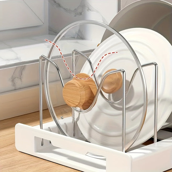 Retractable Pot Rack – Adjustable Pull-Out Kitchen Storage Organizer for Pots, Pans & Lids, Space-Saving Cabinet Shelf Champagne Apollo