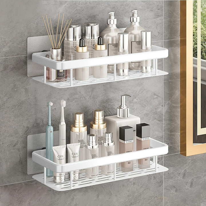 Rust-Resistant No-Drill Bathroom Hanging Shelf with 2 Space-Saving Shelves – Easy Wall Mount Organizer for Shower & Multi-Room Use Champagne Apollo