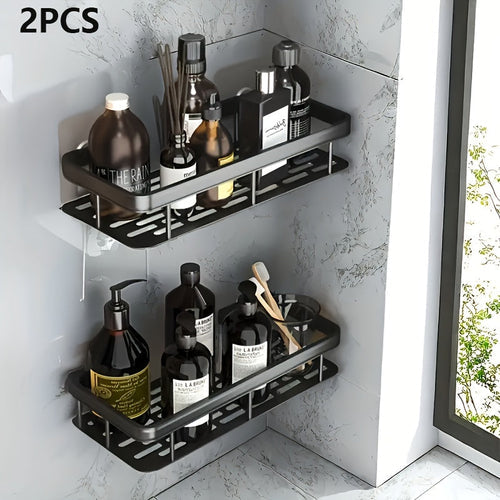Rust-Resistant No-Drill Bathroom Hanging Shelf with 2 Space-Saving Shelves – Easy Wall Mount Organizer for Shower & Multi-Room Use Champagne Apollo