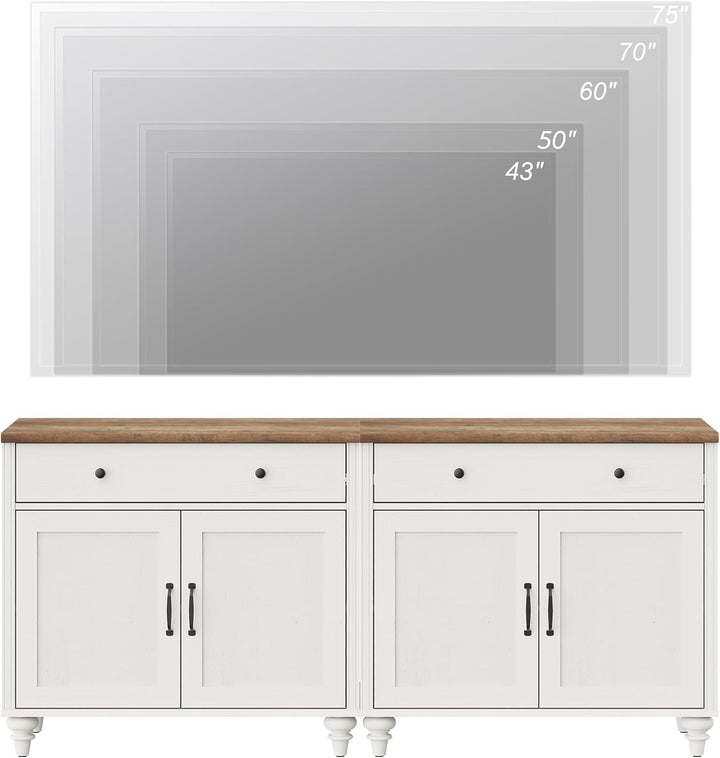 Farmhouse Style Entertainment Center with Bookshelves for TVs Up to 75" (White) Peach Maple