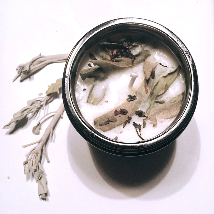 Lavender & White Sage Soy Wax Candle – Cleansing Aromatherapy Smudge Candle – 4oz & 8ozA Indigo Poseidon