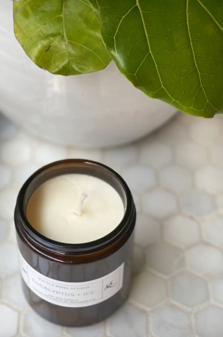 Eucalyptus & Ice Soy Wax Candle – Fresh, Cooling Aromatherapy – 4oz & 8oz Indigo Poseidon