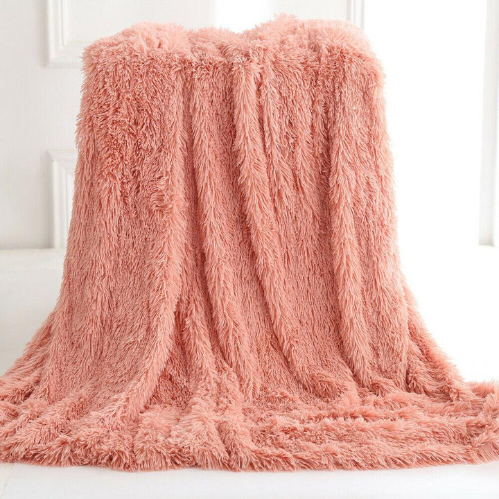 Reversible Plush Faux Fur Blanket – Soft Cozy Throw for Home, Available in Pink, White, Gray & Coffee Yellow Pandora