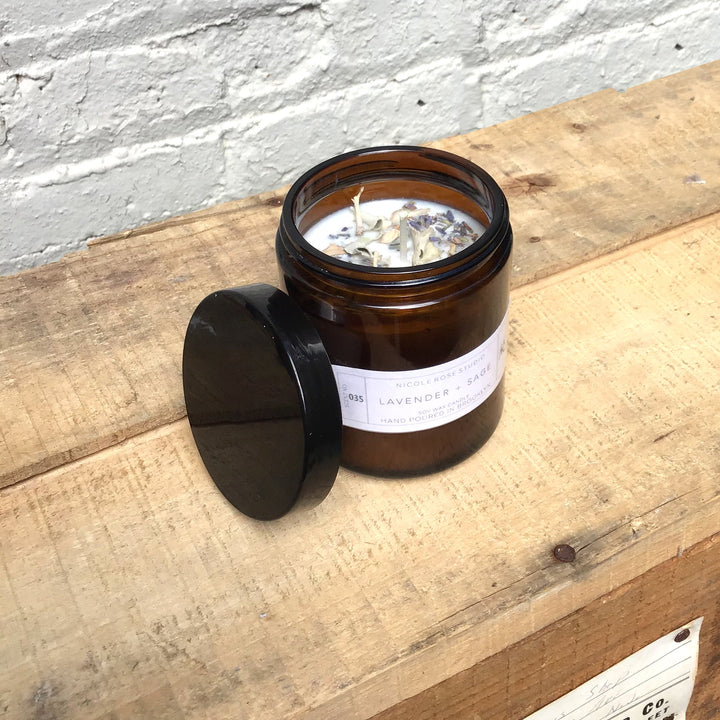 Lavender & White Sage Soy Wax Candle – Cleansing Aromatherapy Smudge Candle – 4oz & 8ozA Indigo Poseidon