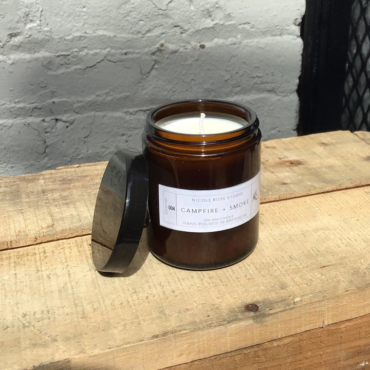 Campfire + Smoke Soy Wax Candle – Warm Earthy & Spicy Scent – Hand Poured, 4oz & 8oz Indigo Poseidon
