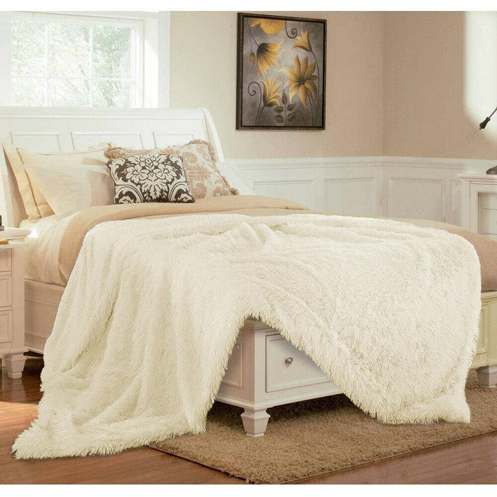 Reversible Plush Faux Fur Blanket – Soft Cozy Throw for Home, Available in Pink, White, Gray & Coffee Yellow Pandora