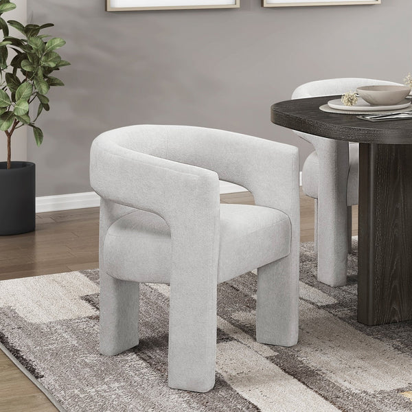 Modern Luxury Dining Furniture Elegant Side Chairs Set of 2 Light Gray Soft Boucle Fabric Plush Upholstery Comfortable, Chairs for Restaurant Aesthetic GH Modern Living