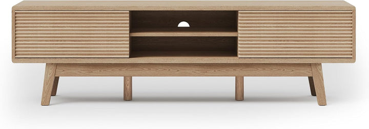59" TV Console, Mid Century Modern Media Console for 55/60/65 Inch TV Peach Maple
