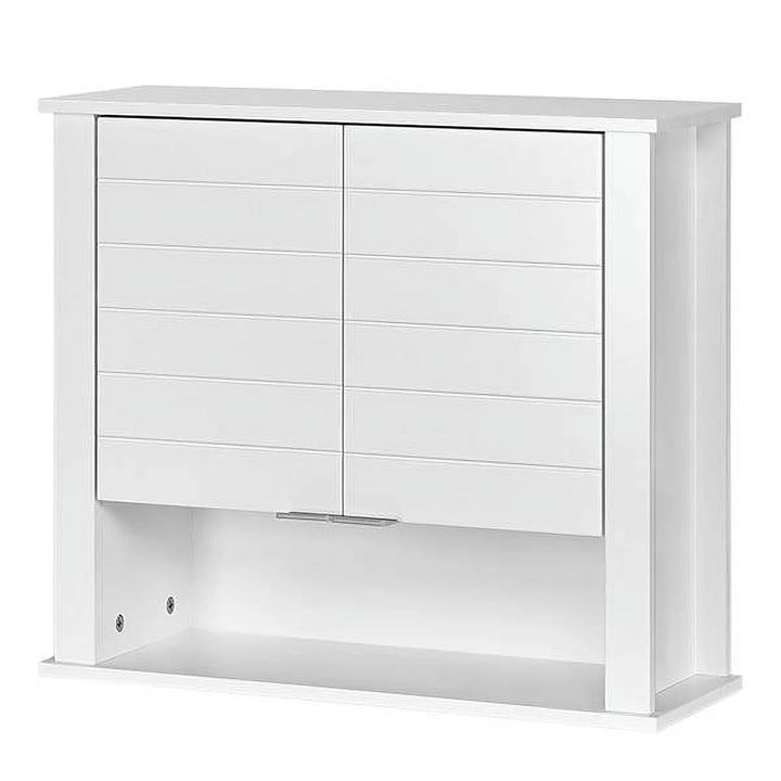 White 2 Door Wall Mounted Bathroom Storage Cabinet with Adjustable Shelf & Open Storage, Engineered Wood Yellow Crius