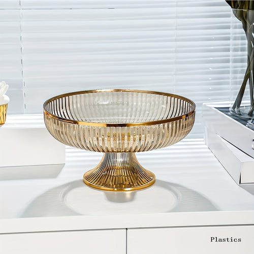 Elegant Gold-Trimmed Acrylic Fruit Bowl – Lightweight, Durable & Stylish Centerpiece for Home Decor Champagne Apollo