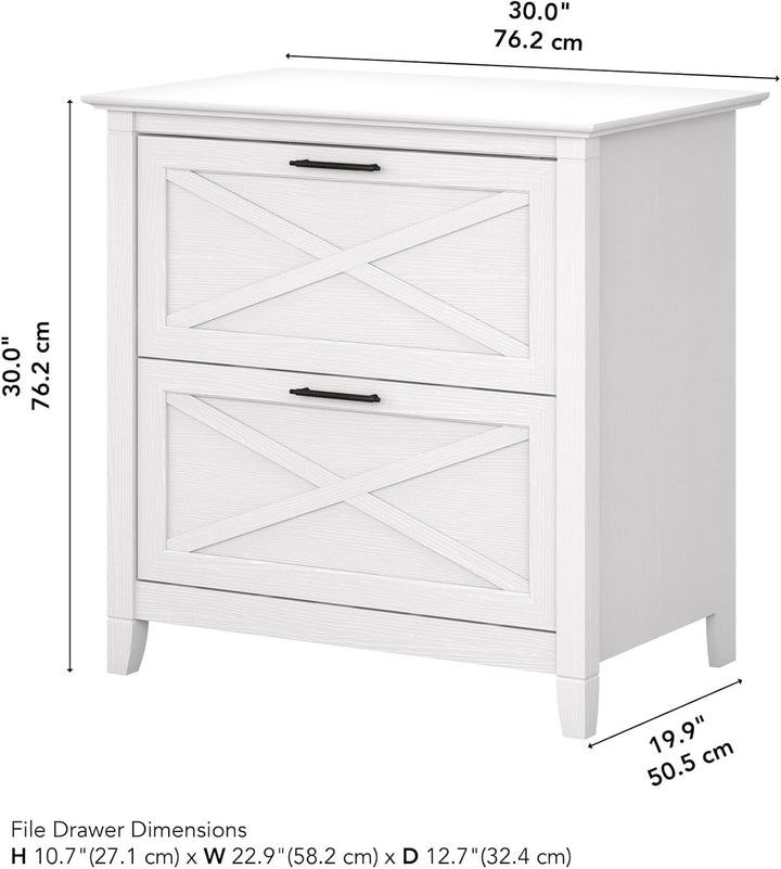 Modern Farmhouse 2-Drawer File Cabinet – Rustic Home Office Storage with X Accents, Full-Extension Drawers & Wall Safety Hardware – Key West Collection Peach Maple