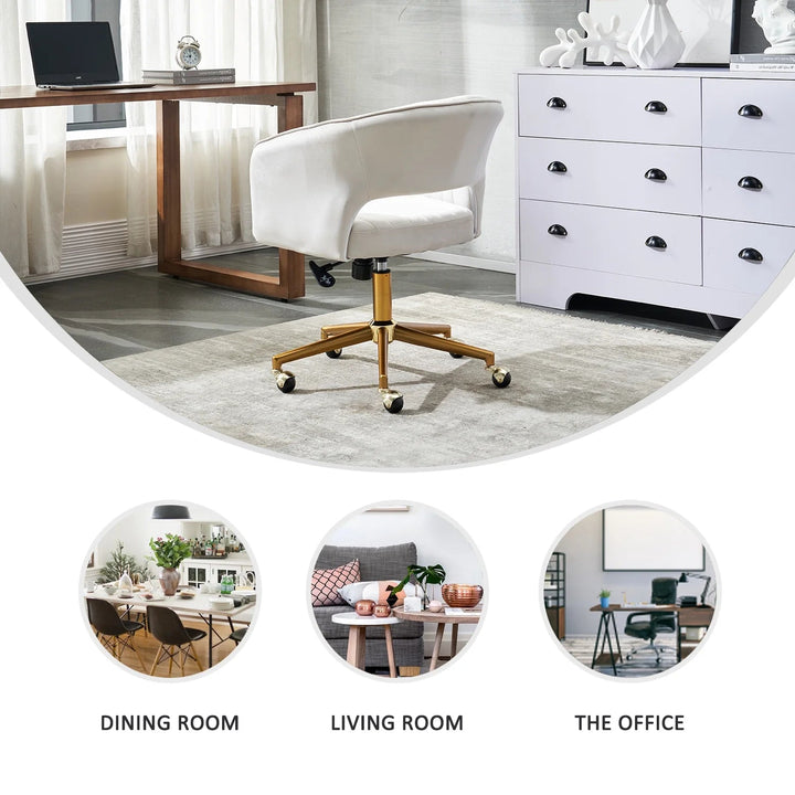 Velvet Swivel Desk Chair – 360° Home Office & Vanity Chair with Modern Design Peach Maple