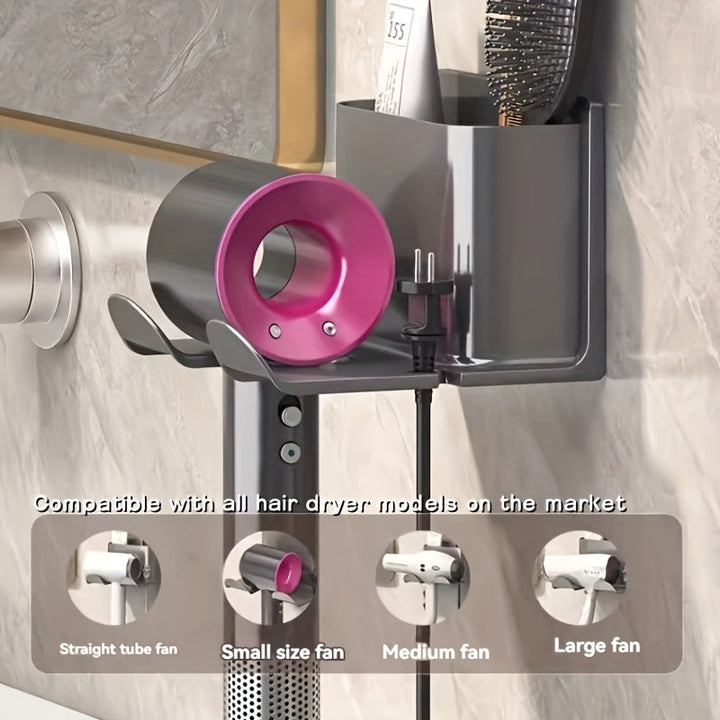Sleek Wall-Mounted Bathroom Organizer Rack with Smartphone Holder – Space-Saving Plastic Hanging Shelf for Toiletries & Phone Champagne Apollo