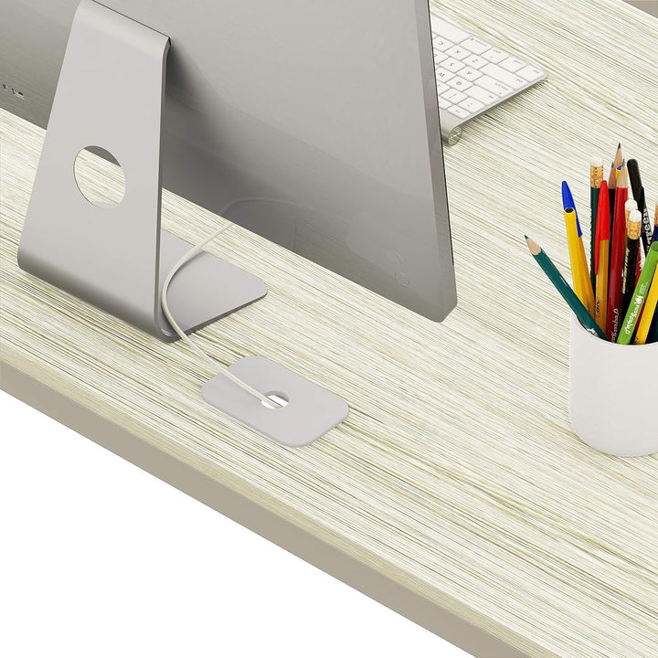 Modern 55" Office Desk with Steel Frame and Cord Management – Cherry Finish Workstation with Adjustable Glides Peach Maple