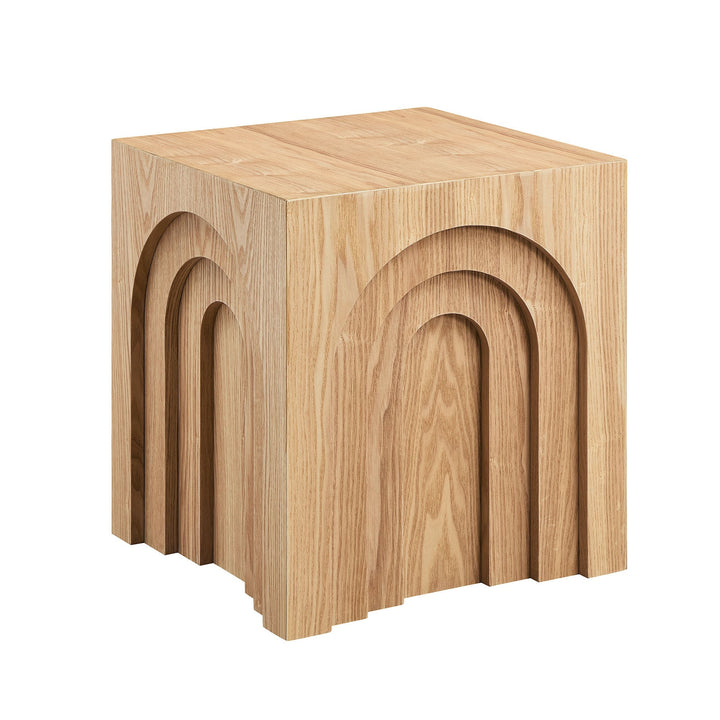 Modern Black MDF Side Table – Small Accent End Table for Living Room & Bedroom Sangria Beech
