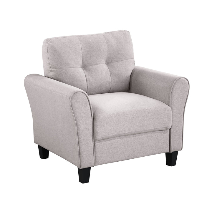 Modern Light Grey Linen Accent Armchair – Comfortable Foam-Filled Arm Chair with Tapered Legs, Upholstered Living Room Chair, 396 lb Capacity Sangria Beech