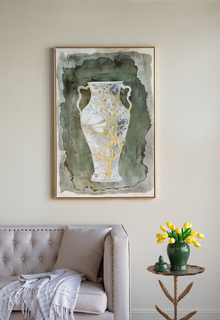 31.5x47.2' Hand-Painted Canvas Artwork with Vintage Amphora Vase Design GH Modern Living