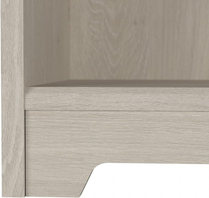 Tall 5 Shelf Bookcase in Linen White Oak – Adjustable Modern Bookshelf for Home Office or Living Room Peach Maple
