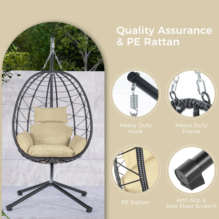 Hanging Egg Chair with Stand Indoor Outdoor Swing Chair GH Modern Living