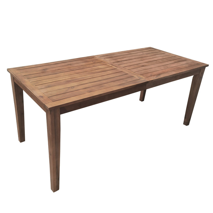 7-Piece Outdoor Acacia Wood Dining Set – Burly Wood Table and 6 Chairs with Cushions, Weather-Resistant Patio Furniture for Garden, Balcony, Backyard Sangria Beech