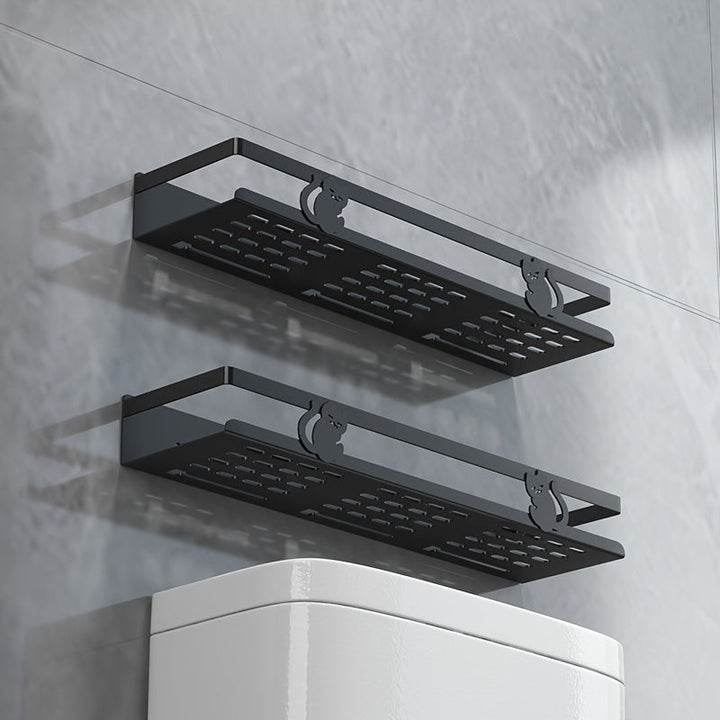 NoDrill Black Cast Iron Bathroom Storage Rack – Space-Saving Wall-Mounted Cubby Shelf, Tool-Free Installation Champagne Apollo
