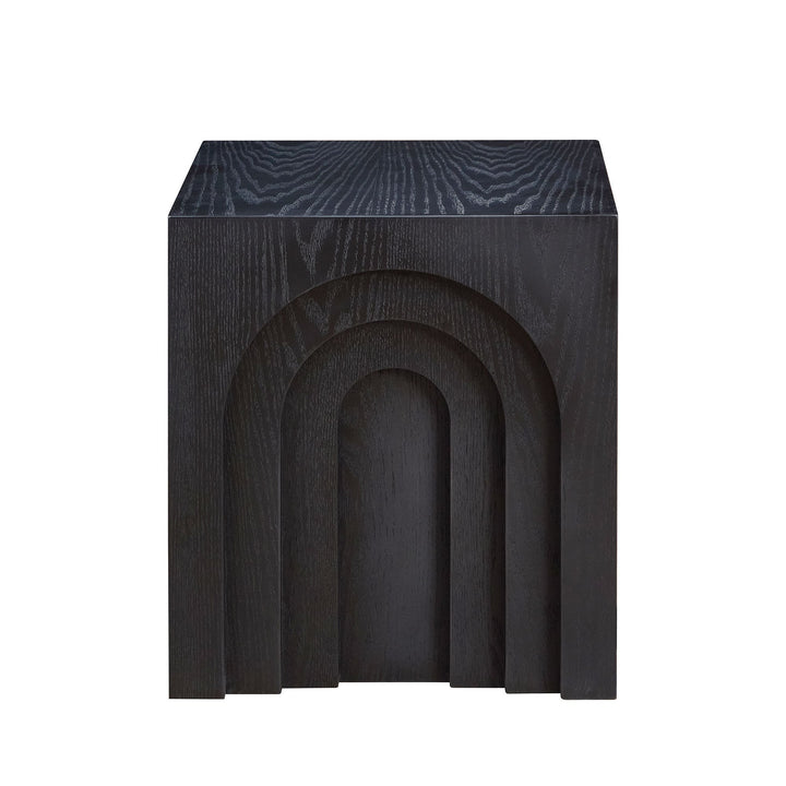 Modern Black MDF Side Table – Small Accent End Table for Living Room & Bedroom Sangria Beech